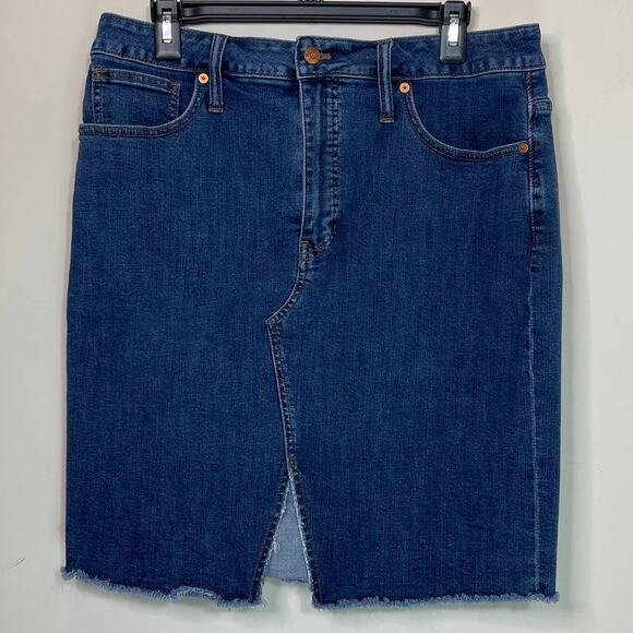 Madewell Stretch Denim Pegged Skirt in Bellhaven Wash: Cutout Edition Size L - Picture 9 of 14